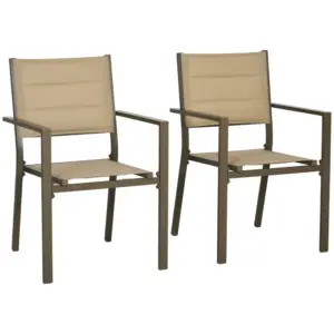 Best Set of Two Aluminium Stacking Garden Chairs - Khaki