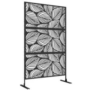 Best Metal Decorative Privacy Screen Outdoor Divider, Black Leaf