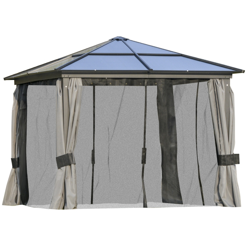 Best 3 x 3(m) Hardtop Gazebo Canopy with Polycarbonate Roof, Aluminium Frame, Permanent Pavilion Garden Gazebo with Netting and Curtains for Patio, Deck, Dark Grey - Image 11