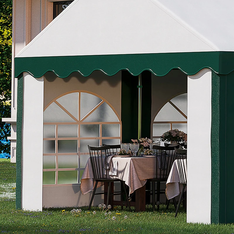 Best 8 x 4m Garden Gazebo with Sides, Galvanised Marquee Party Tent with Eight Windows and Double Doors, for Parties, Wedding and Events - Image 8
