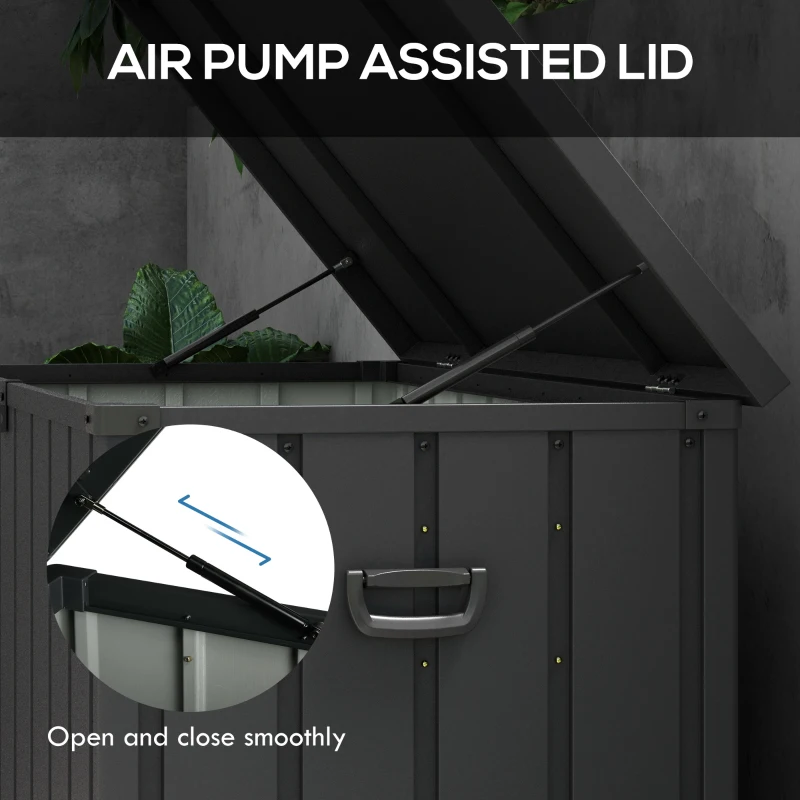 Best 450L Galvanised Steel Garden Storage Box, with Wheels - Dark Grey - Image 6