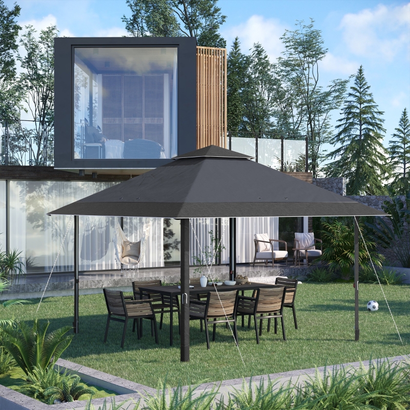 Best 4 x 4m Pop-up Gazebo Double Roof Canopy Tent with UV Proof, Roller Bag & 3-Level Height Adjustable Outdoor Party, Steel Frame, Grey - Image 10