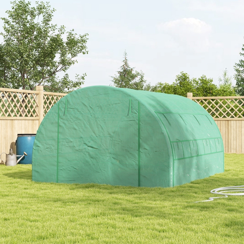 Best Polytunnel Greenhouse Walk-in Grow House Tent with Roll-up Sidewalls, Zipped Door and 8 Windows, 4x3x2m Green - Image 10