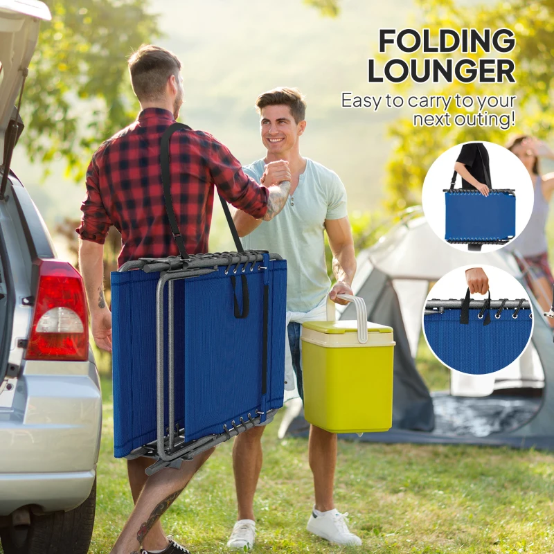 Best Five-Position Reclining Sun Lounger - Dark Blue - Image 7