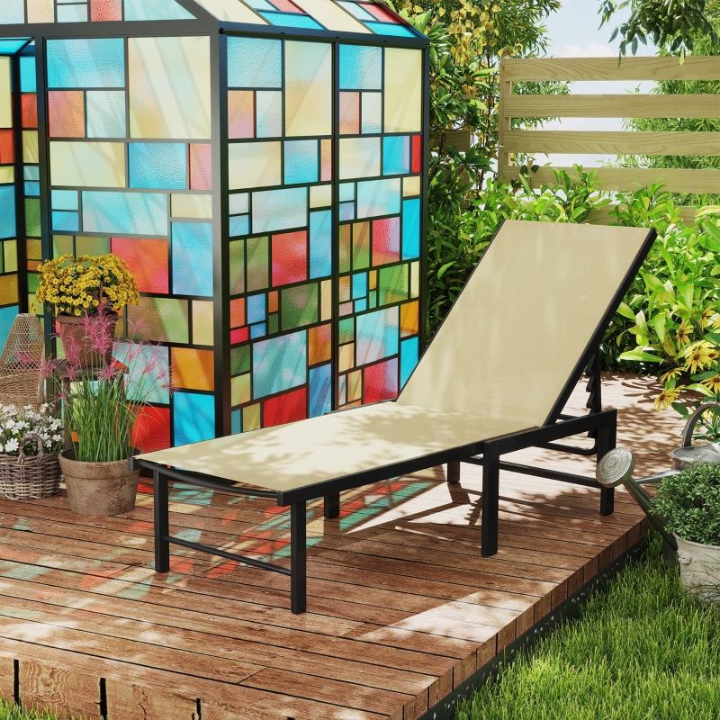 Best Reclining Sun Lounger - Khaki - Image 10