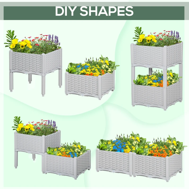 Best 40cm x 40cm x 44cm Set of 2 26L Garden Raised Bed Elevated Patio Flower Plant Planter Box PP Vegetables Planting Container, Grey - Image 5
