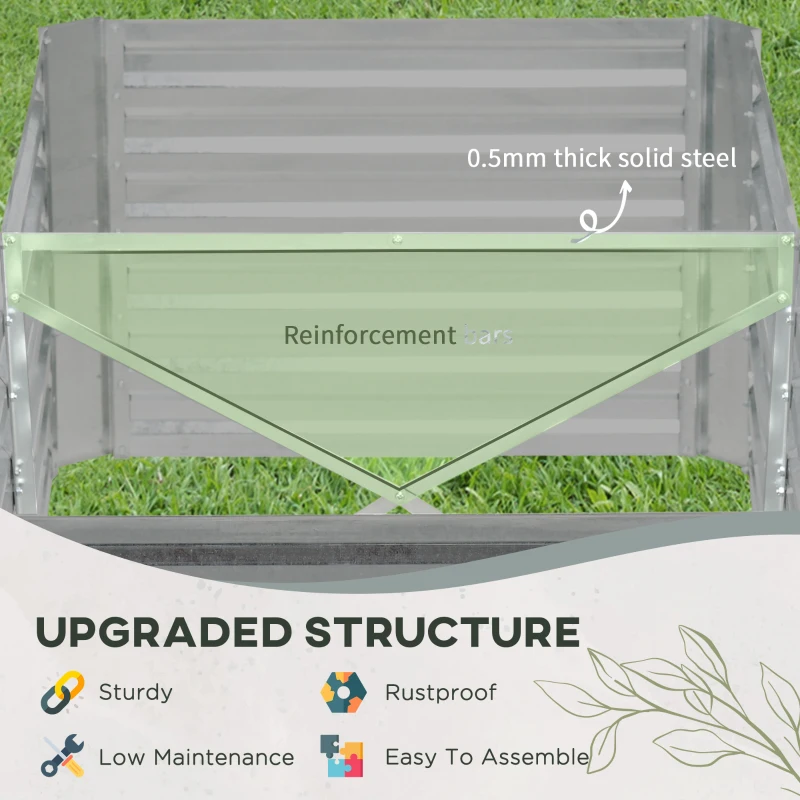 Best Set of 2 Raised Beds for Garden, Galvanised Steel Outdoor Planters with Multi-reinforced Rods for Vegetables, Plants, Flowers and Herbs, 180 x 90 x 59 cm, Light Grey - Image 5