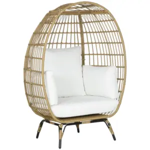 Best Rattan Egg Chair with Cushions and Pillows, Khaki