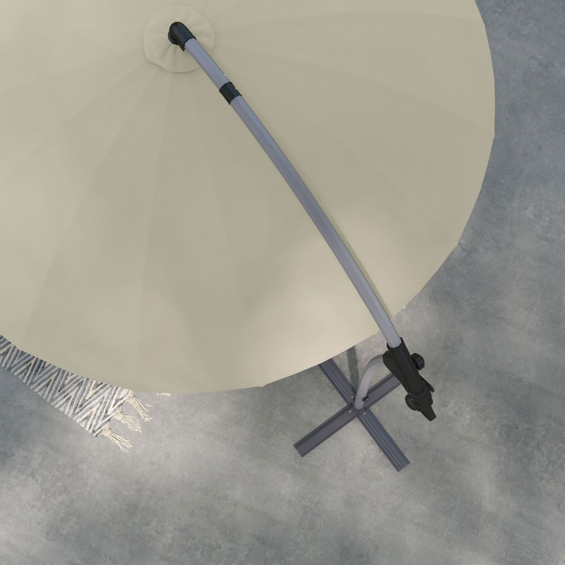 Best 2.7m Cantilever Parasol, with Cross Base - Beige - Image 9