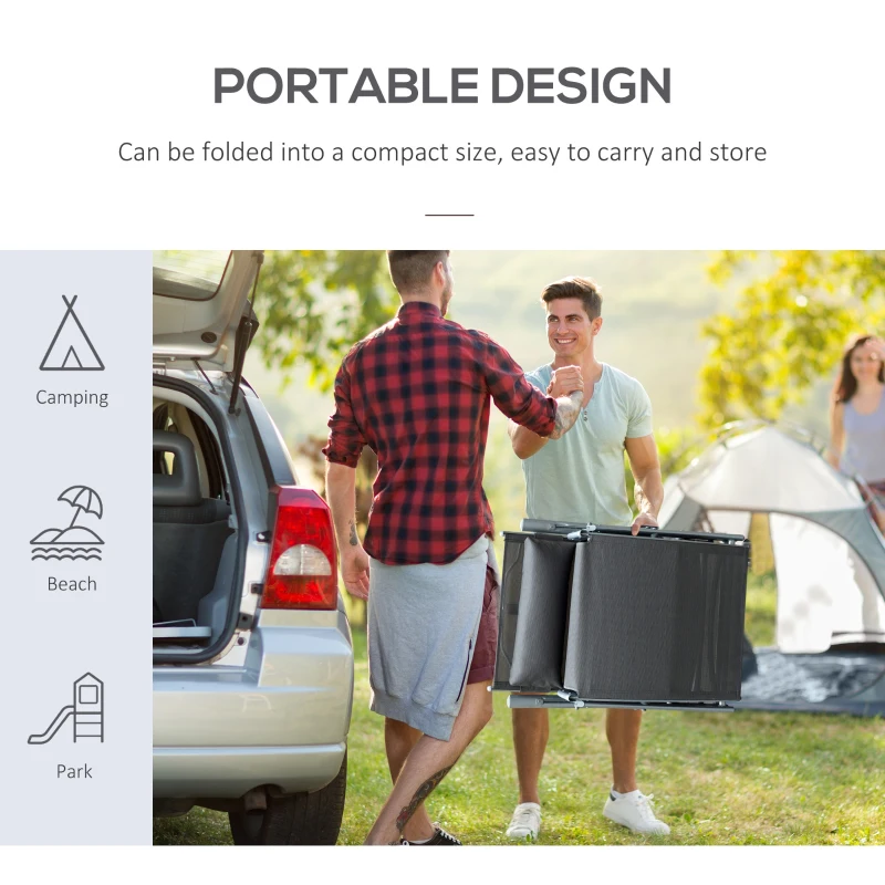 Best Sun Lounger Steel Frame Outdoor Folding Chaise Texteline Lounge Chair Recliner with Headrest & 7 Levels Adjustable Backrest, Grey - Image 6