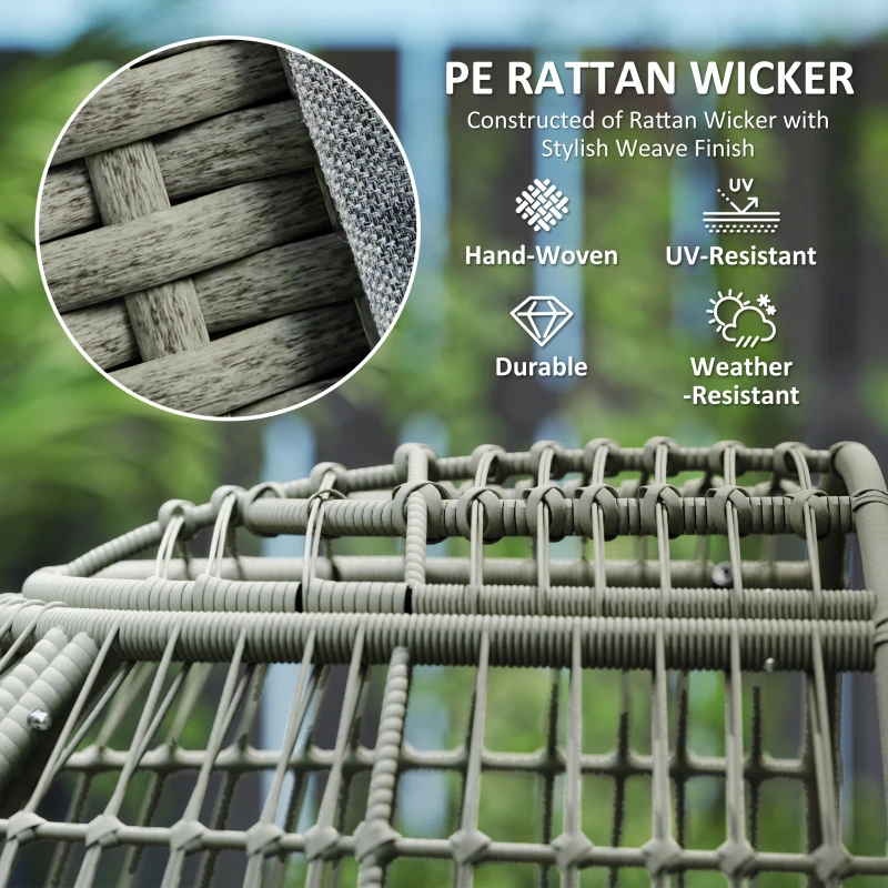 Best Rattan Egg Chair with Cushions and Pillows, Charcoal Grey - Image 4