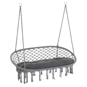 Best Two-Seater Boho Macrame Hammock Swing - Grey