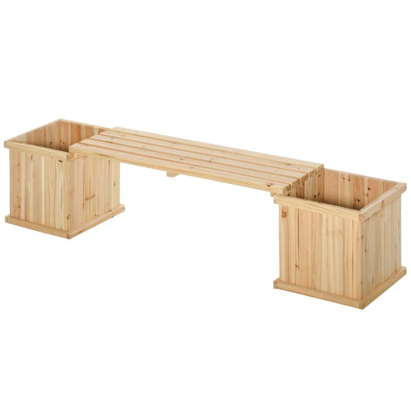 Best 37L Wooden Garden Planter & Bench Combination Garden Raised Bed Patio Park Natural 176 x 38 x 40 cm - Image 14