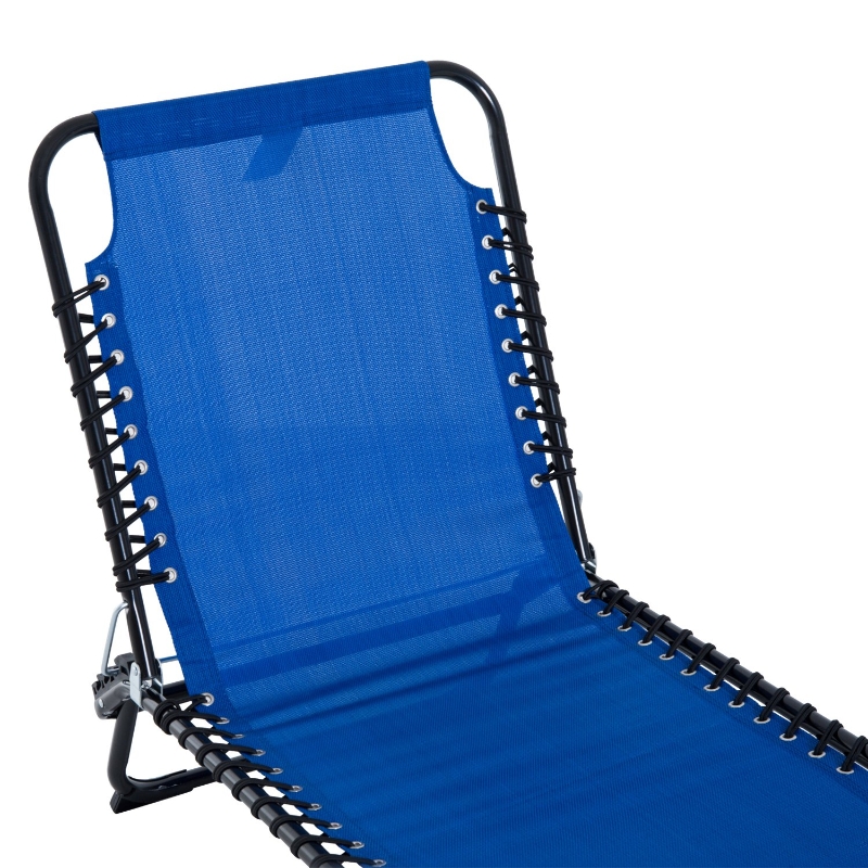 Best Foldable Sun Lounger, Outdoor 4 Level Adjustable Backrest Reclining Chaise Chair, Steel Frame Recliner Chair for Camping, Hiking, Navy Blue - Image 11