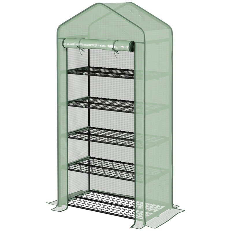 Best 5 Tier Widened Mini Greenhouse with Reinforced PE Cover, Portable Indoor Outdoor Green House with Roll-up Door and Wire Shelves, 193H x 90W x 49Dcm, Green - Image 11