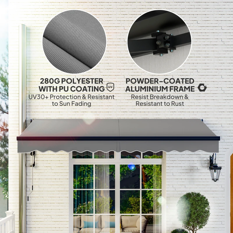 Best 3.5 x 3(m) Electric Awning with Remote Controller, Aluminium Frame DIY Retractable Awning, UV30+ Sun Shade Canopy for Garden Patio Deck Door Window, Dark Grey - Image 5