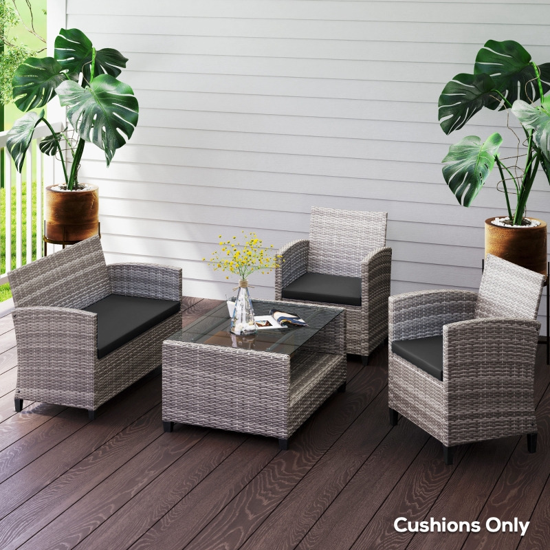 Best Outdoor Seat Cushion Pads for Rattan Furniture, 3 PCs Garden Furniture Cushions, Black - Image 10