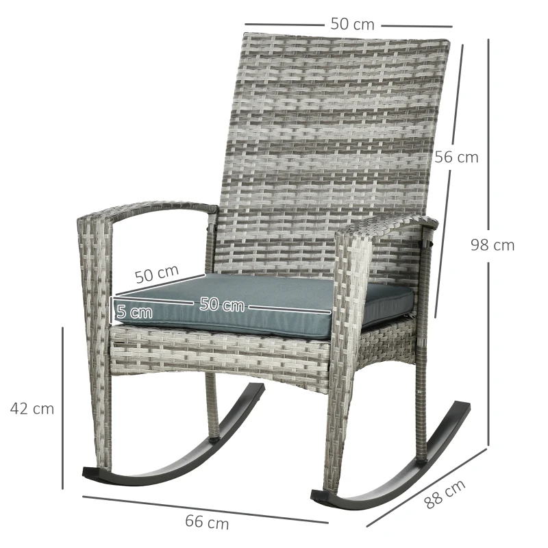 Best Outdoor PE Rattan Rocking Chair Set of 2, Garden Rocking Chair Set with Armrest and Cushion, Light Grey - Image 3