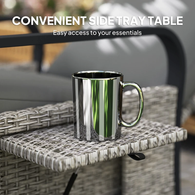 Best 140° Reclining Rattan Armchair - Mixed Grey - Image 7