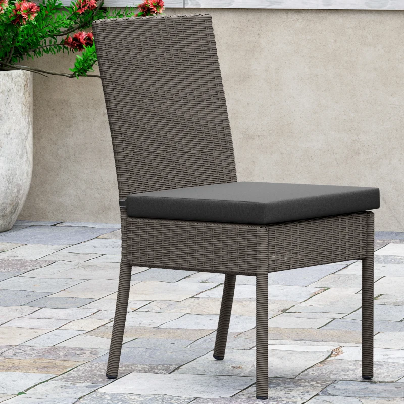 Best Set of Two Armless Rattan Garden Chairs - Dark Grey - Image 7