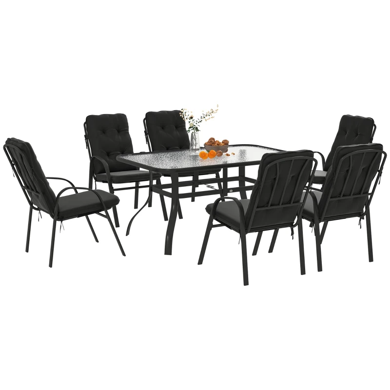 Best Seven-Piece Garden Dining Set with Cushions - Black