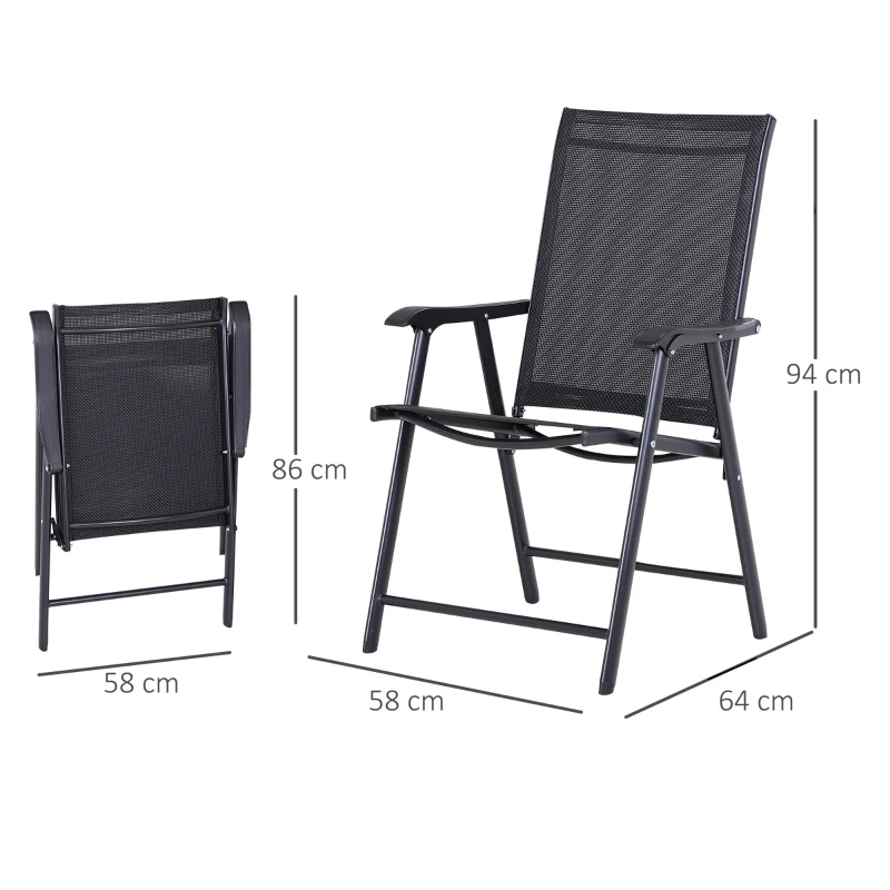 Best Steel Frame Set of 2 Foldable Outdoor Garden Chairs Black - Image 3
