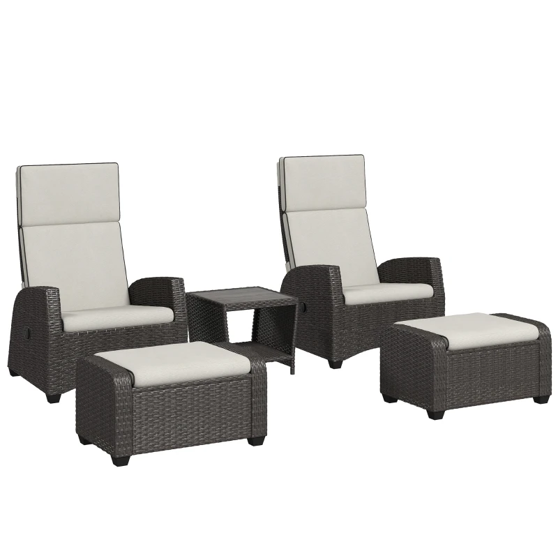 Best 5-Piece Rattan Garden Furniture Set with Cushions - Brown