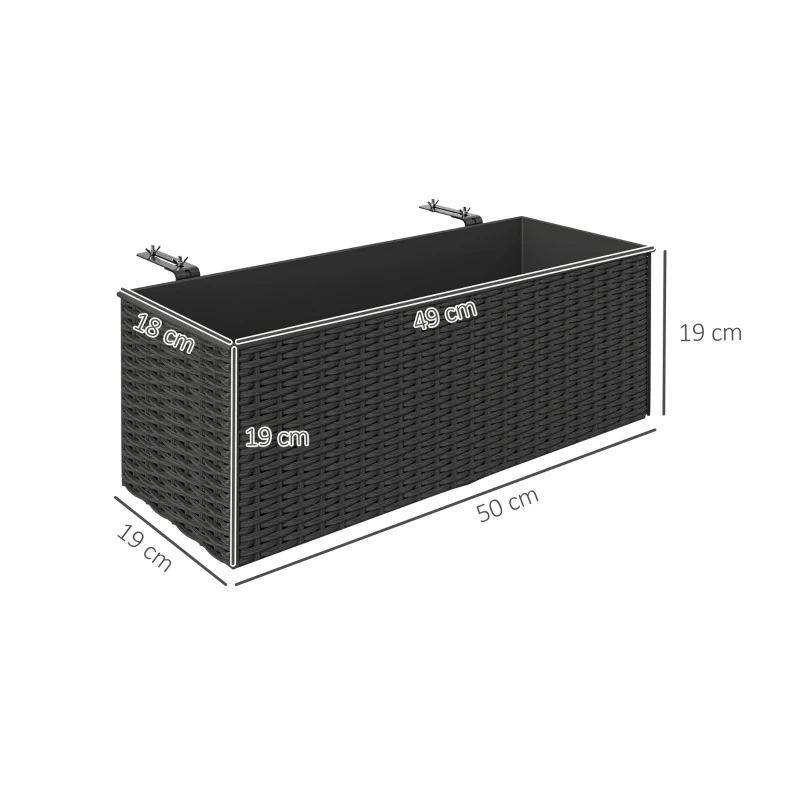 Best Set of Two Rattan-Effect Planters - Black - Image 3