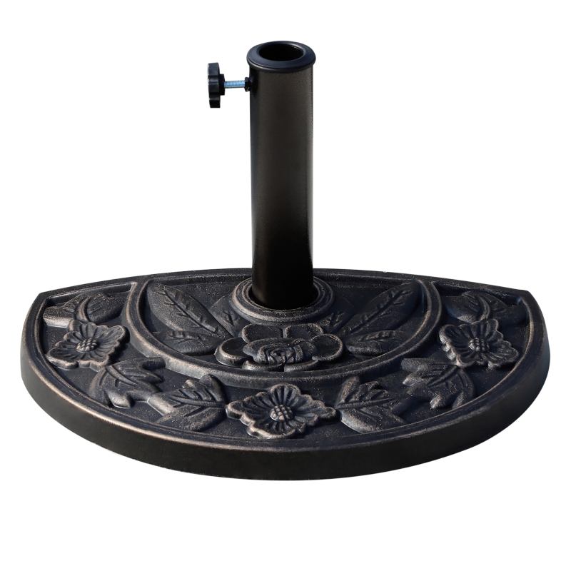 Best 9kg Resin Parasol Base, Half Round Umbrella Stand with Floral Design for Garden, Outdoor, Suitable Umbrella Rod: Φ3.8cm, Φ4.8cm, Bronze Tone - Image 12