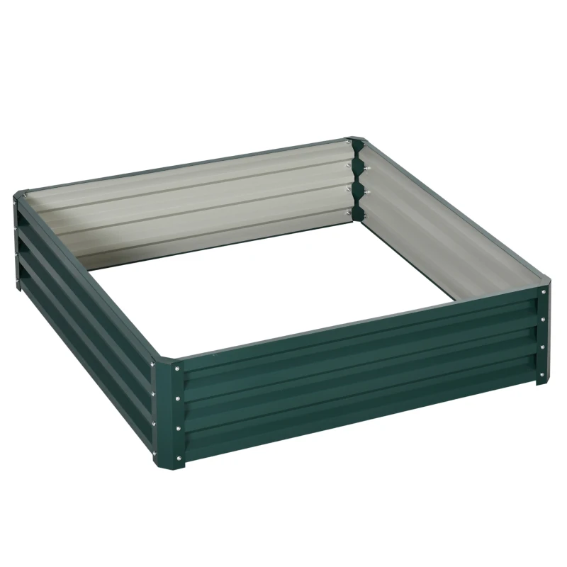 Best Square Raised Garden Bed Box with Weatherized Steel Frame for Vegetables, Flowers, & Herbs, 120 x 120 x 30cm, Green