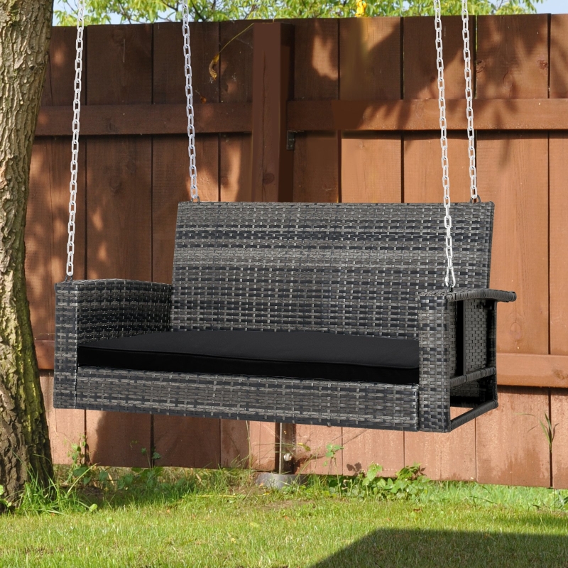 Best 2-Seater Garden Bench Cushion with Ties, Swing Chair Cushion, Replacement Cushion for Outdoor Furniture, 110 x 46 cm, Black - Image 10