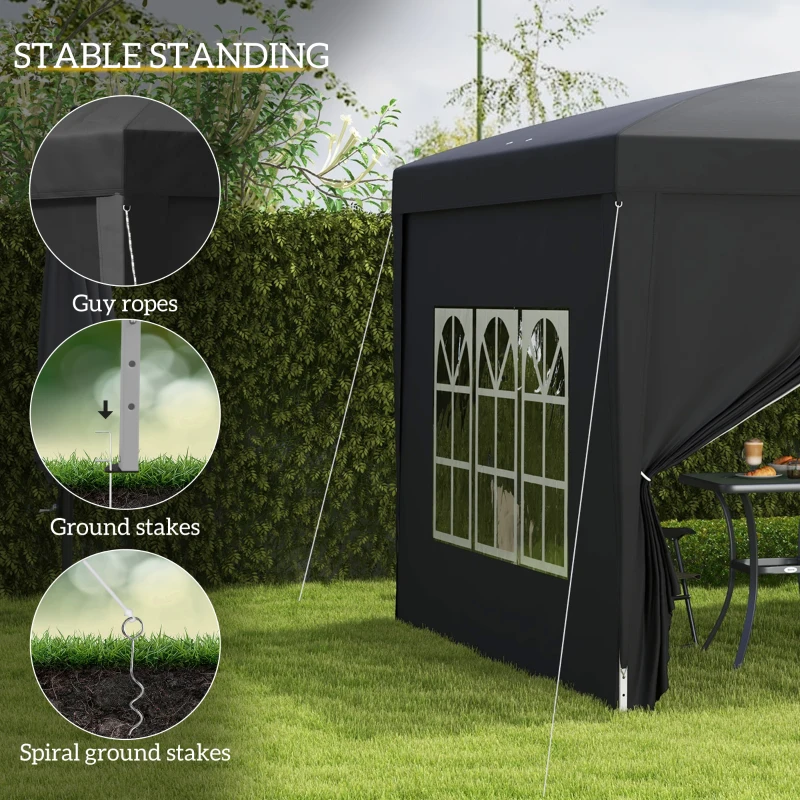 Best 3 x 3(m) Pop Up Gazebo, Water and UV Resistant Party Tent Camping Canopy Marquee with Carry Bag, Black - Image 6