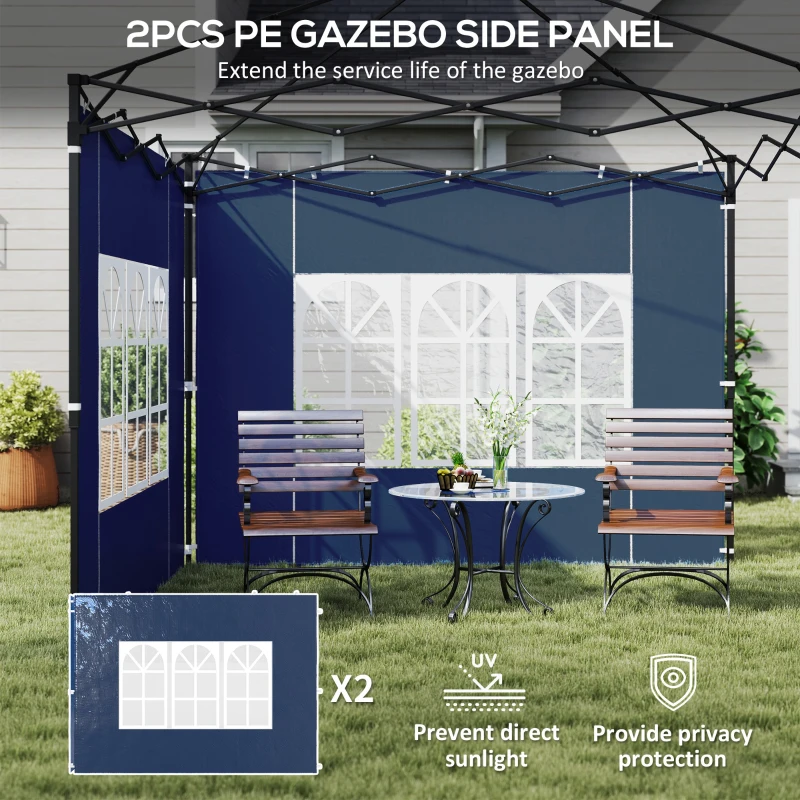 Best Set of Two 3 x 3(m) Gazebo Frame Replacement Walls - Blue - Image 4