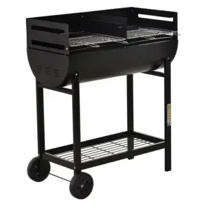 Best Steel 2-Grill Charcoal BBQ w/ Wheels Black