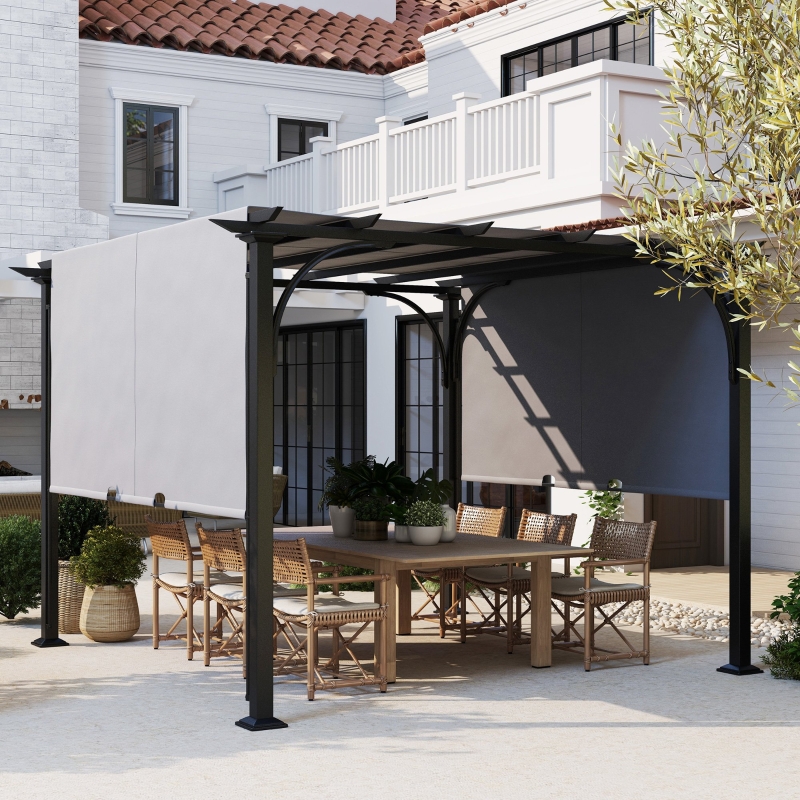 Best 3 x 3(m) Outdoor Pergola, Garden Pergola Gazebo with Adjustable Canopy, Grey - Image 10