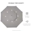 Best 2.7m Elegant Wooden Frame Parasol Umbrella - Grey - Image 5