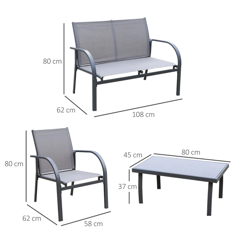 Best Four-Piece Minimal Garden Patio Set - Grey - Image 3