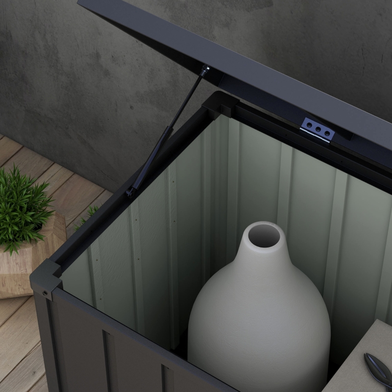 Best 450L Galvanised Steel Garden Storage Box, with Wheels - Dark Grey - Image 9