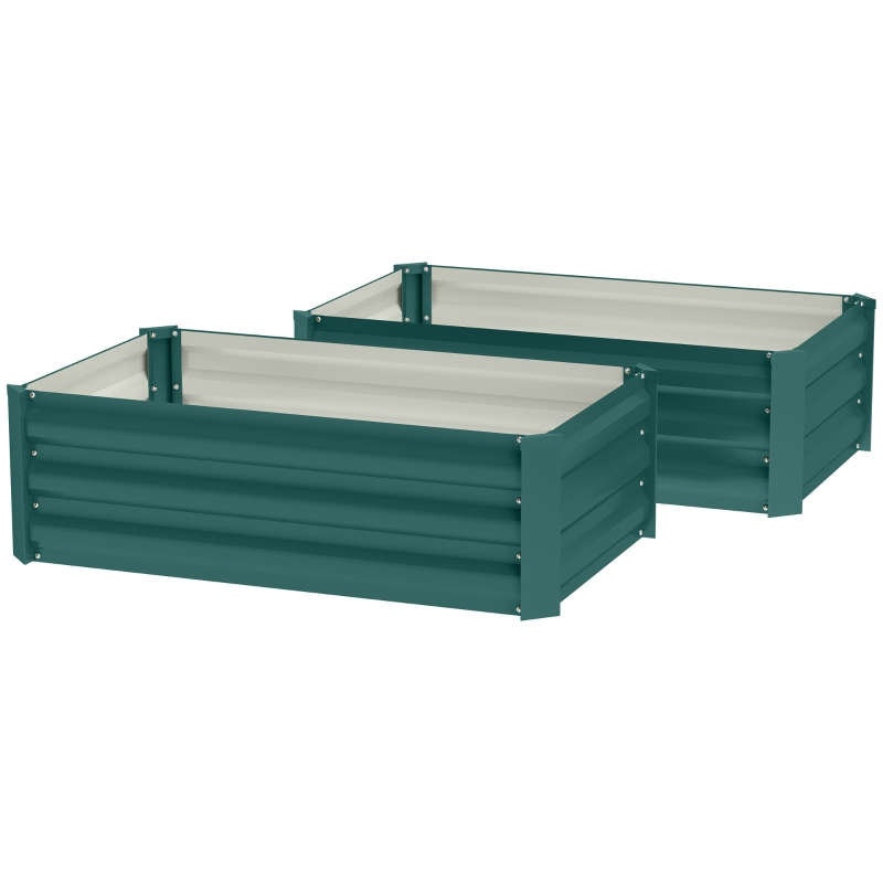 Best Set of Two 60 x 100cm Galvanised Steel Planters, Green - Image 11