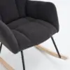 Ergonomic Teddy Fabric Rocking Chair with Tufted Seat, Headrest and Backrest, Painted Metal Base, 102L x 70W x 105H cm, Dark Grey - Image 7