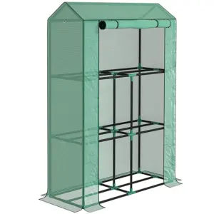 Best 40 x 100cm Three Shelf Steel Frame Greenhouse - Green