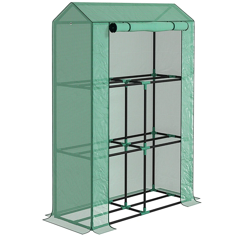 Best 40 x 100cm Three Shelf Steel Frame Greenhouse - Green