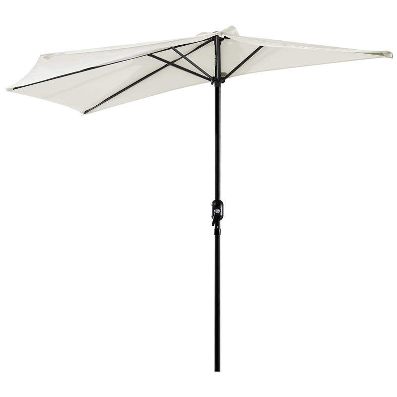 Best 2.7m Garden Half Parasol, Outdoor Balcony Umbrella with 5 Steel Ribs, Patio Sun Shade, Cream White - Image 12