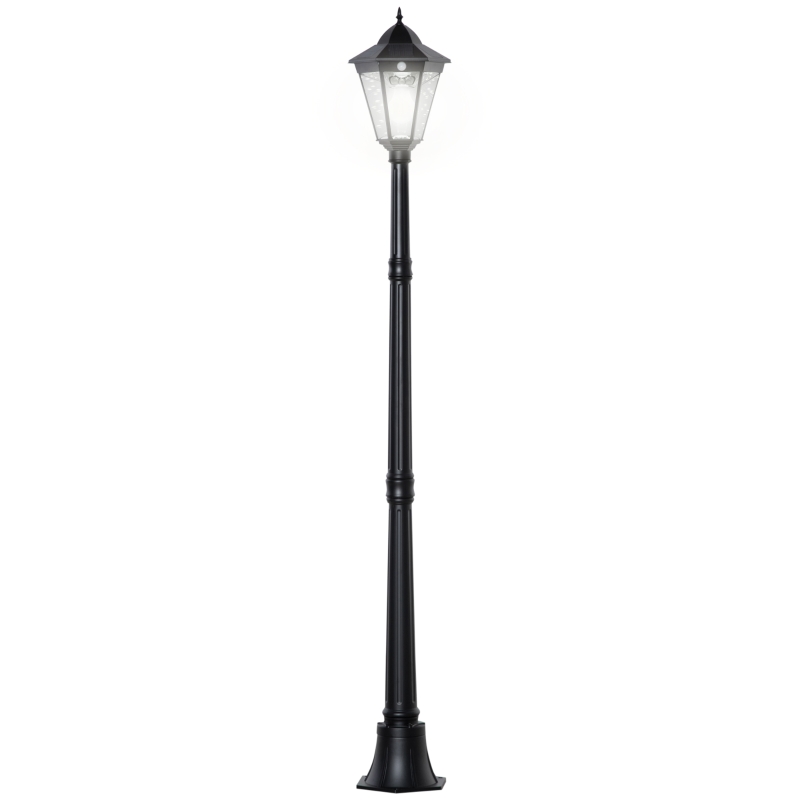 Best 1.9M Garden Lamp Post Light, IP44 Outdoor LED Solar Powered Lantern Lamp with Decorative Bulb, Aluminium Frame for Patio, Pathway and Walkway, Black