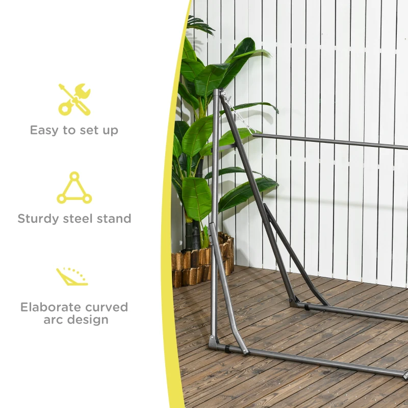 Best Foldable Hammock Stand, Portable Hammock with Metal Frame, 2 in 1 Hammock Net Stand, Clothes Drying Rack, Load Capacity 120kg, for Patio, Garden, Yard, Black - Image 5