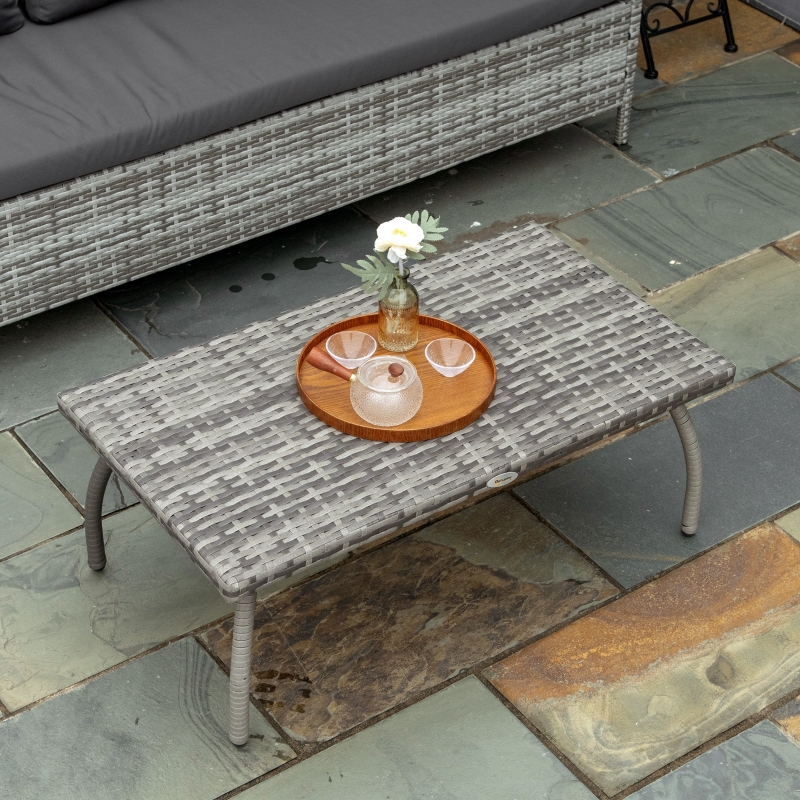 Best PE Wicker Rattan Garden Coffee Table - Mixed Grey - Image 12