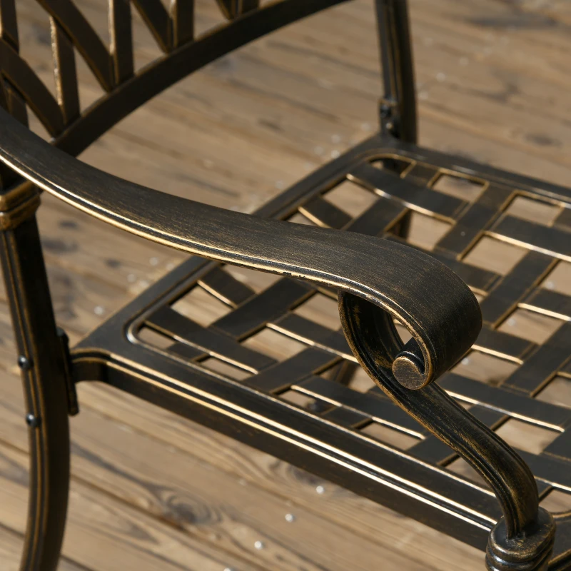 Best 5-Piece Outdoor Furniture Dining Set, Cast Aluminum Conversation Set Includes 4 Chairs and Φ90cm Round Table with Φ50mm Umbrella Hole for Patio Garden Deck, Flower Design - Image 7