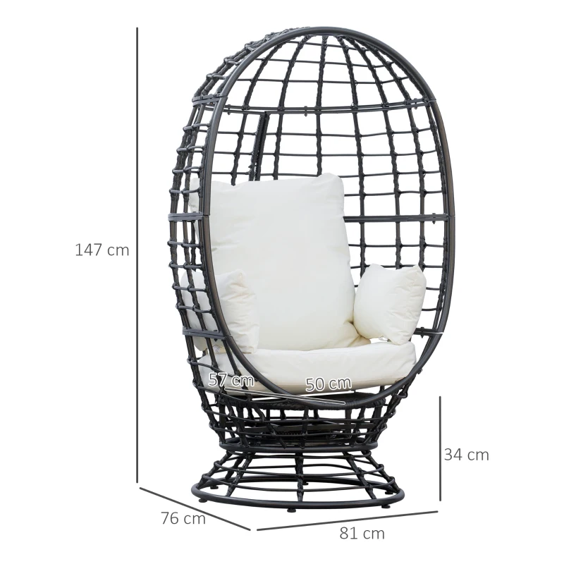 Best 360° Swivel Egg Chair, Garden Rattan Swivel Chair with Thickened Cushion and Pillow, 150 KG Capacity for Indoor Outdoor, Balcony, Patio, Black - Image 3