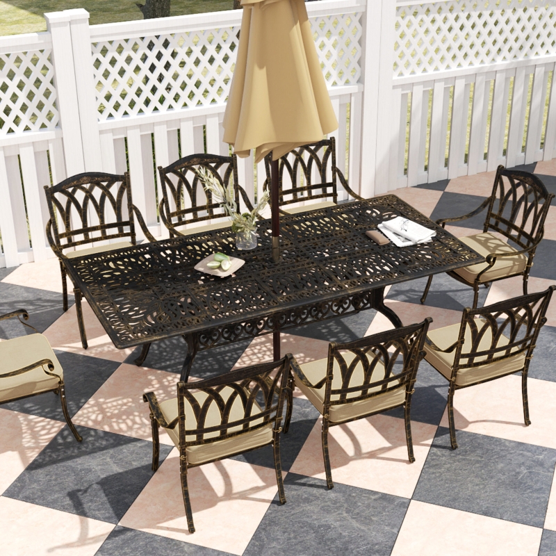 Best Nine-Piece Cast Aluminium Garden Dining Set - Bronze Tone - Image 9