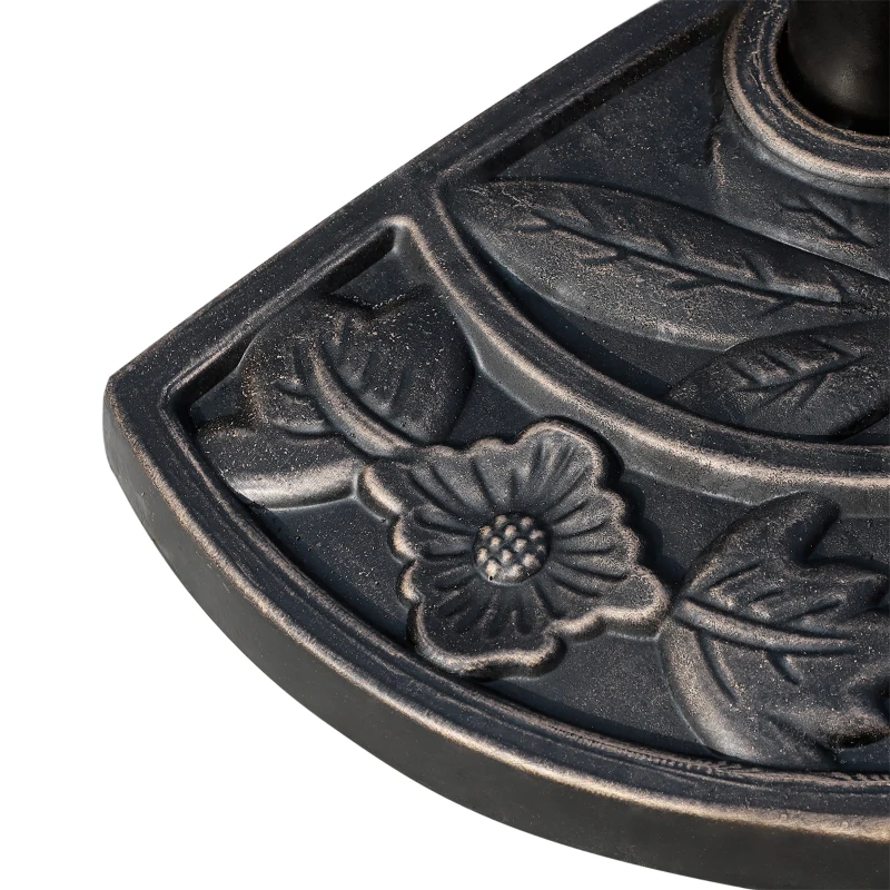 Best 9kg Resin Parasol Base, Half Round Umbrella Stand with Floral Design for Garden, Outdoor, Suitable Umbrella Rod: Φ3.8cm, Φ4.8cm, Bronze Tone - Image 8